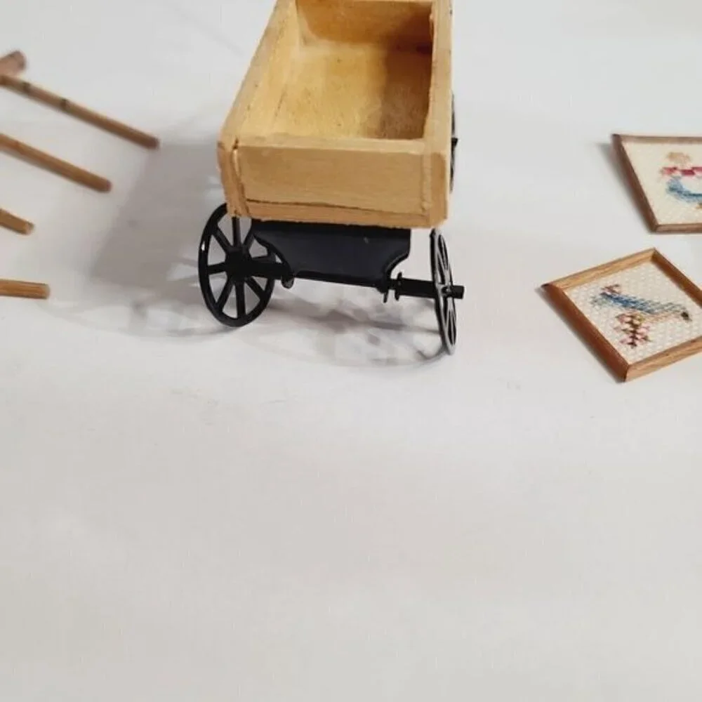 Vintage Antique Dollhouse Furniture Miniatures Clock Wall Art Croquet